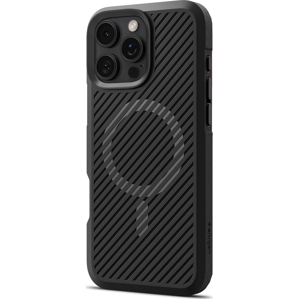Handyhülle für iPhone 16 Pro, Spigen Core Armor Mag mit MagSafe, Schwarz
