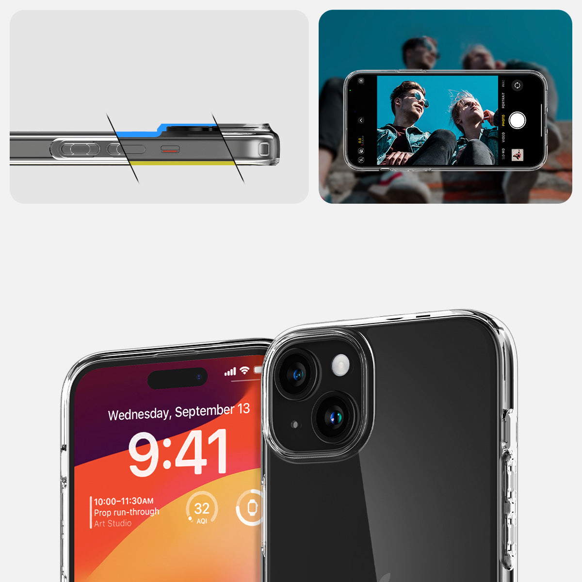 Schutzhülle Spigen Crystal Flex für Apple iPhone 15, Transparent