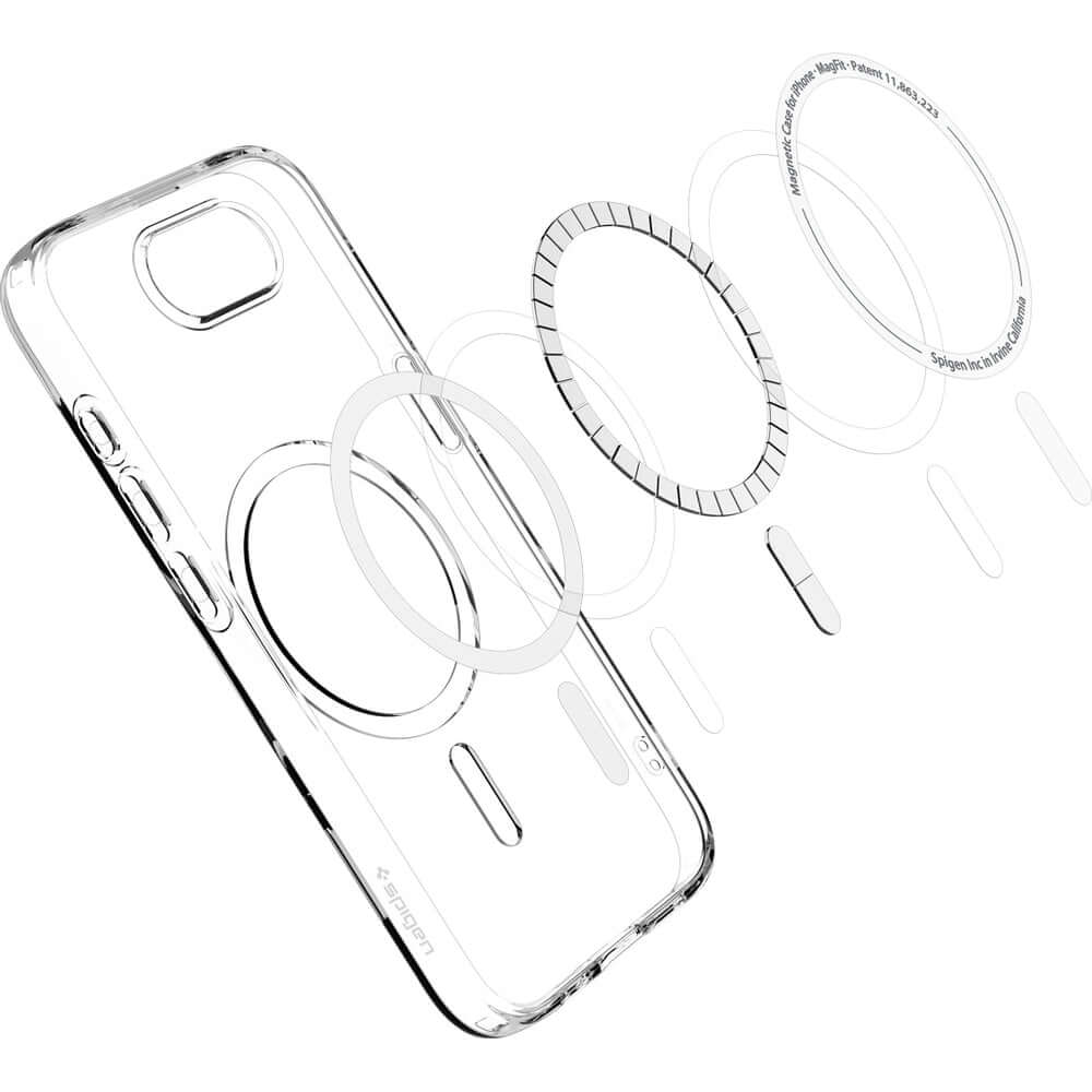 Handyhülle für iPhone 17e / 16e, Spigen Crystal Flex Mag für MagSafe, Transparent-Weiß