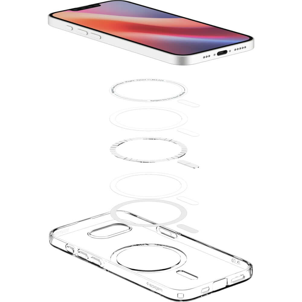 Handyhülle für iPhone 17e / 16e, Spigen Crystal Flex Mag für MagSafe, Transparent-Weiß