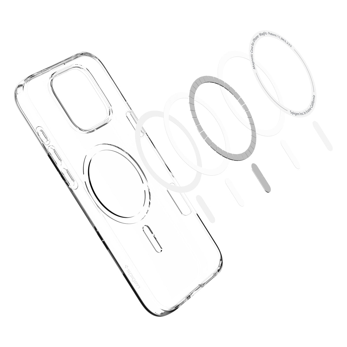 Handyhülle für iPhone 16 Pro Max, Spigen Crystal Flex Mag mit MagSafe, Transparent-Weiß