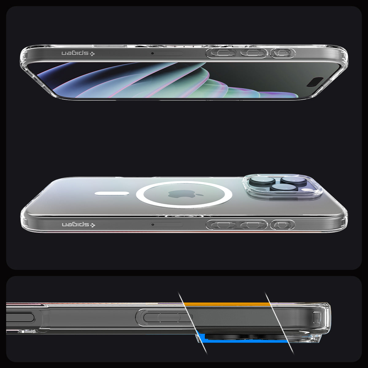Handyhülle für iPhone 16 Pro Max, Spigen Crystal Flex Mag mit MagSafe, Transparent-Weiß