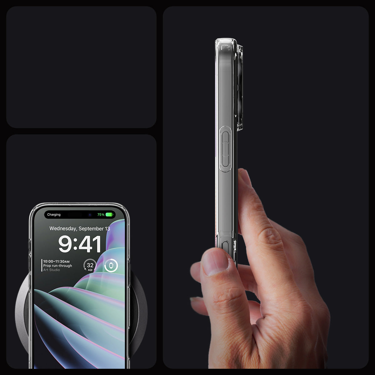 Handyhülle für iPhone 16 Pro Max, Spigen Crystal Flex Mag mit MagSafe, Transparent-Weiß