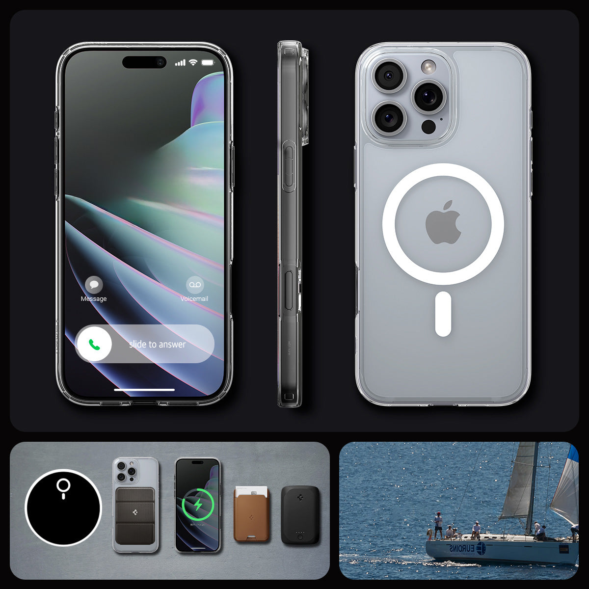 Handyhülle für iPhone 16 Pro Max, Spigen Crystal Flex Mag mit MagSafe, Transparent-Weiß