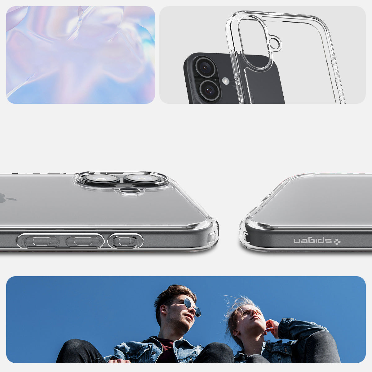 Handyhülle für iPhone 16, Spigen Crystal Hybrid, Transparent