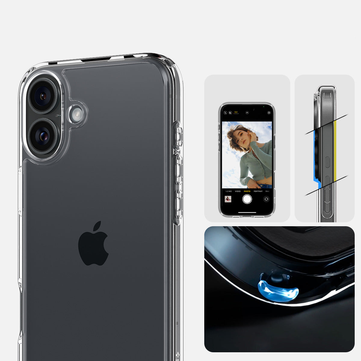 Handyhülle für iPhone 16, Spigen Crystal Hybrid, Transparent