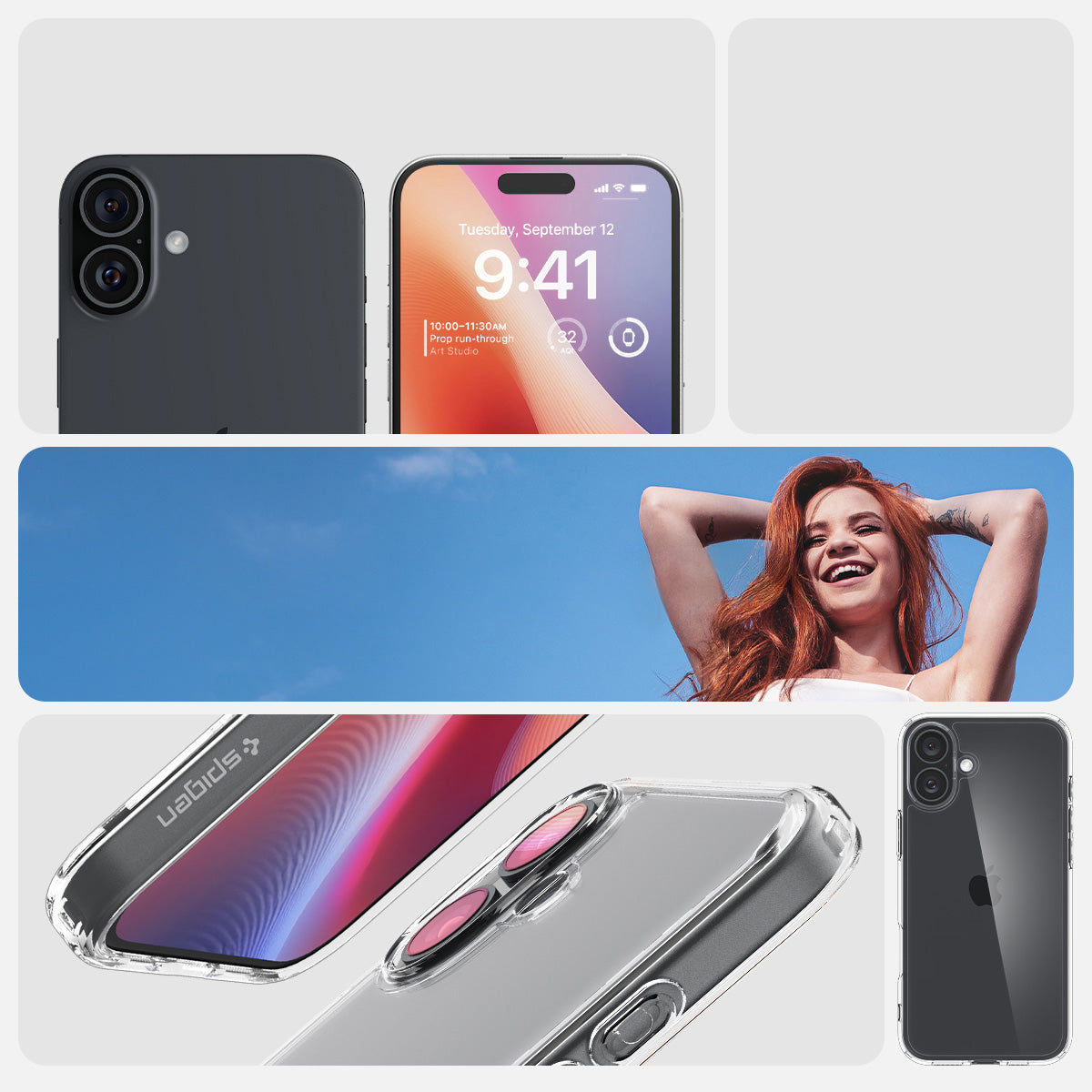 Handyhülle für iPhone 16, Spigen Crystal Hybrid, Transparent