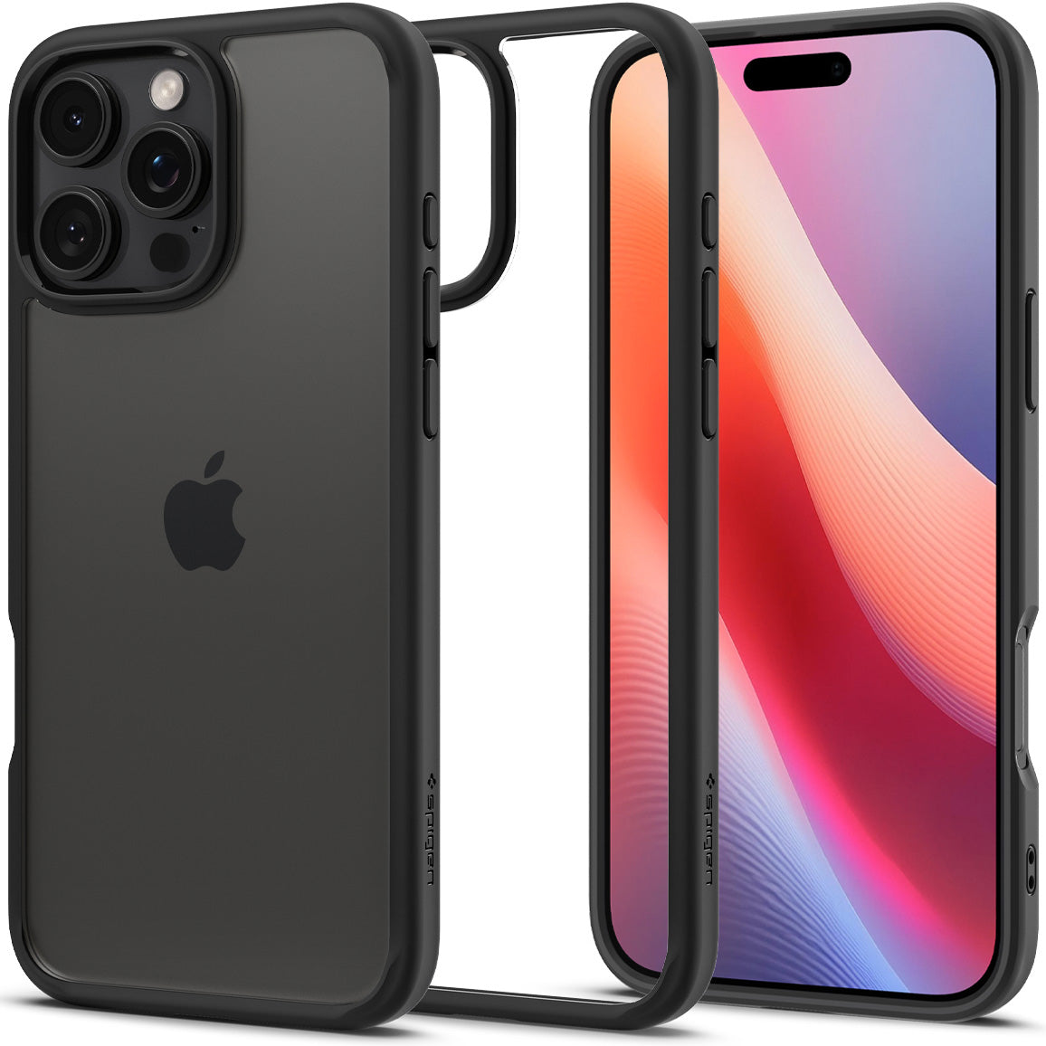 Handyhülle für iPhone 16 Pro Max, Spigen Crystal Hybrid, Transparent-Schwarz