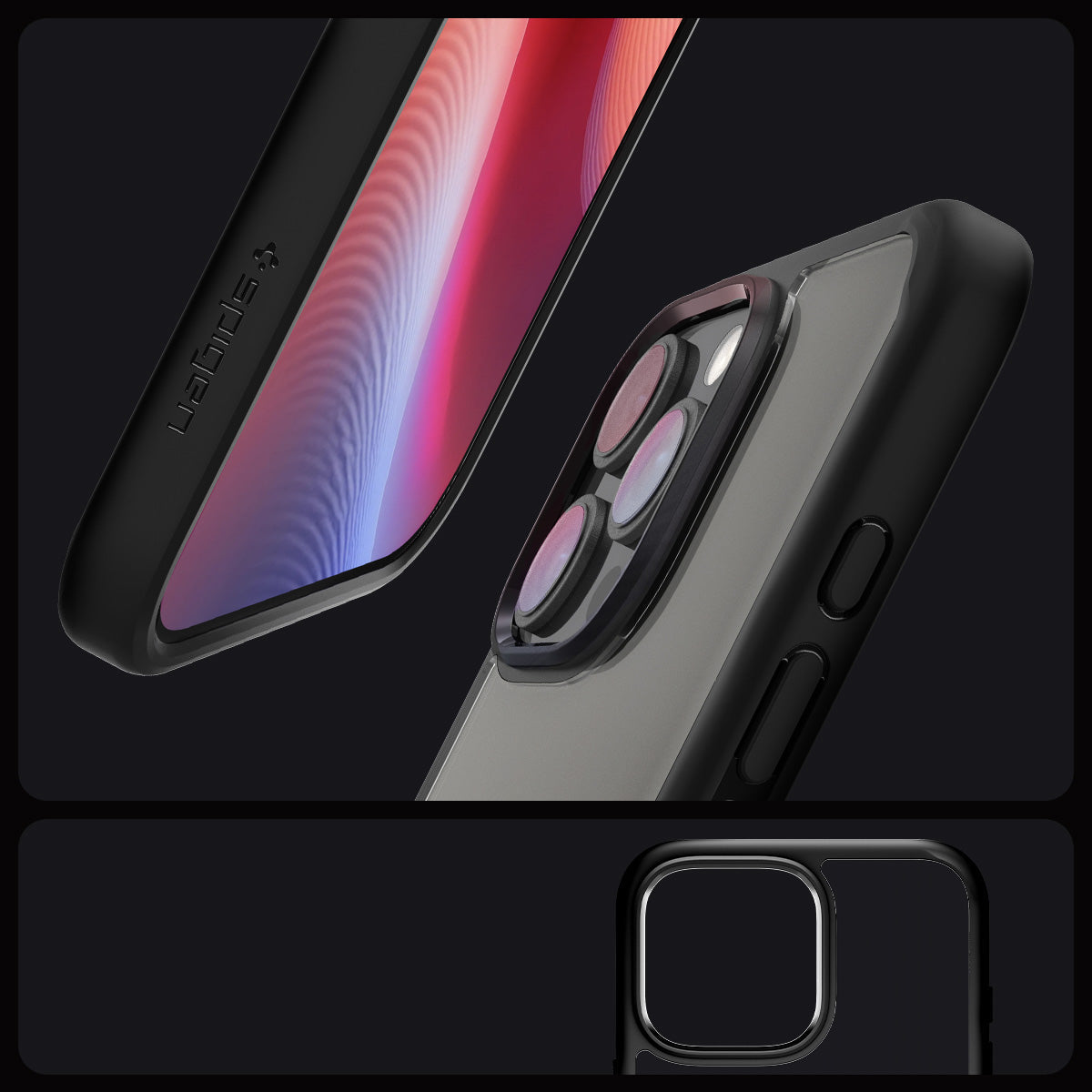 Handyhülle für iPhone 16 Pro Max, Spigen Crystal Hybrid, Transparent-Schwarz