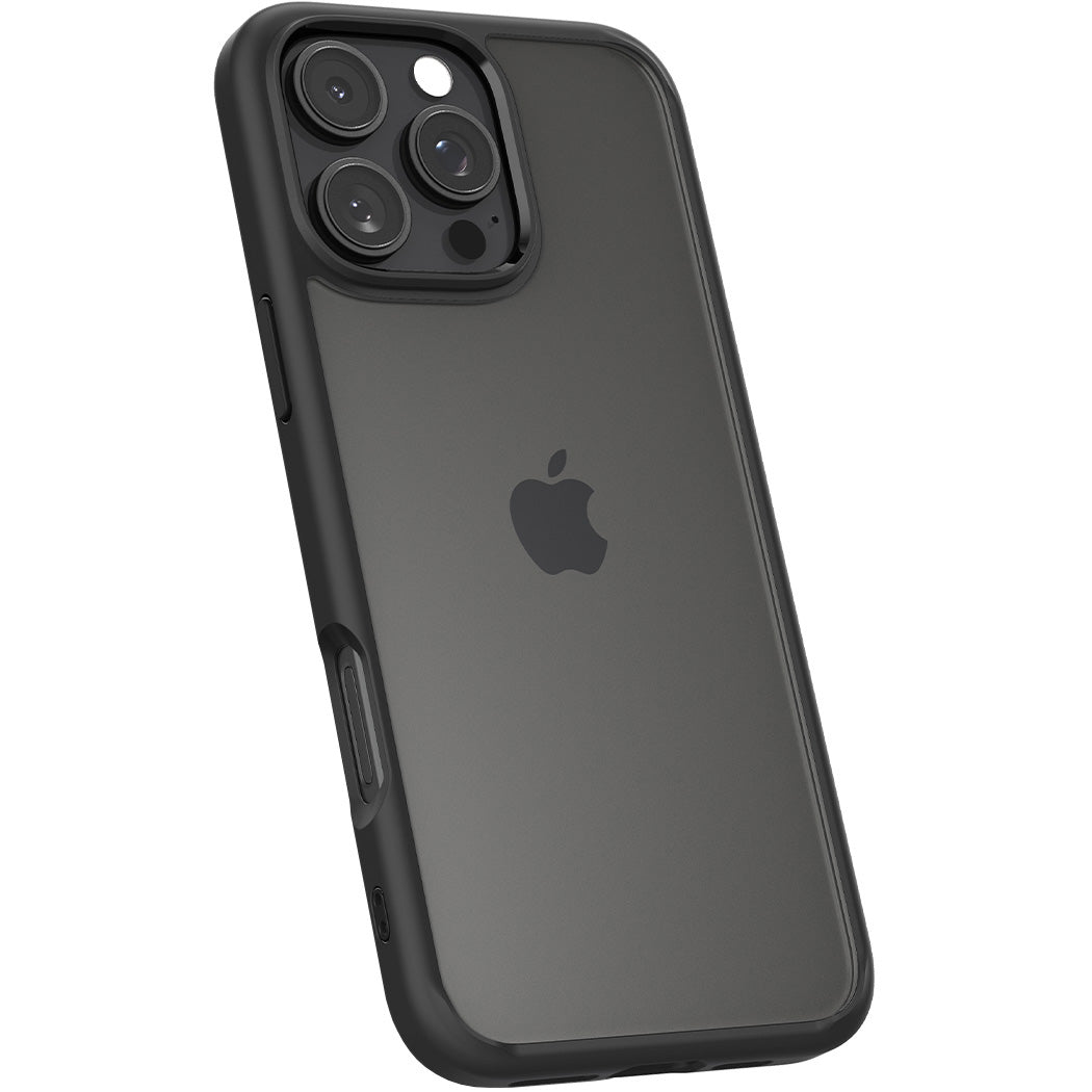 Handyhülle für iPhone 16 Pro Max, Spigen Crystal Hybrid, Transparent-Schwarz