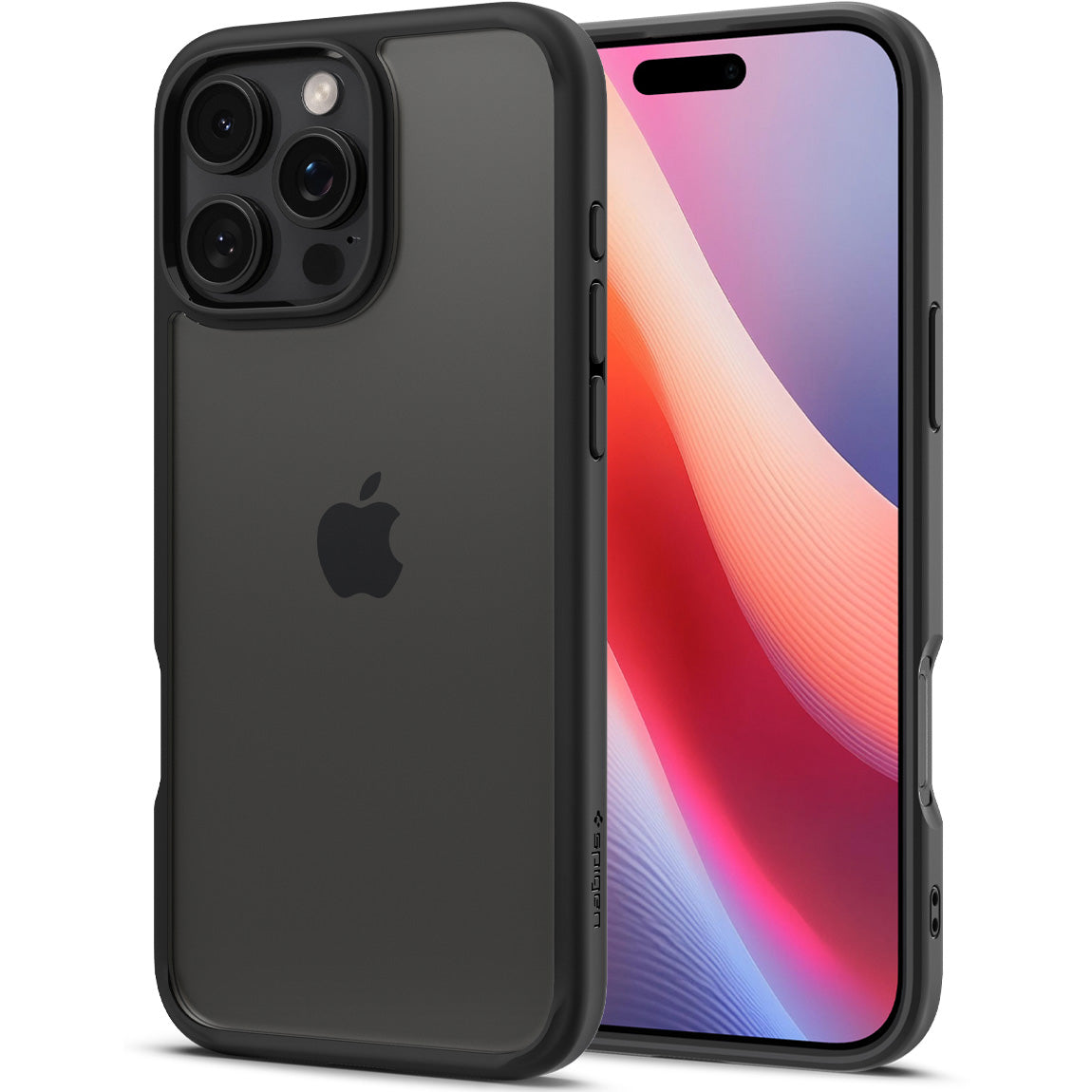 Handyhülle für iPhone 16 Pro Max, Spigen Crystal Hybrid, Transparent-Schwarz