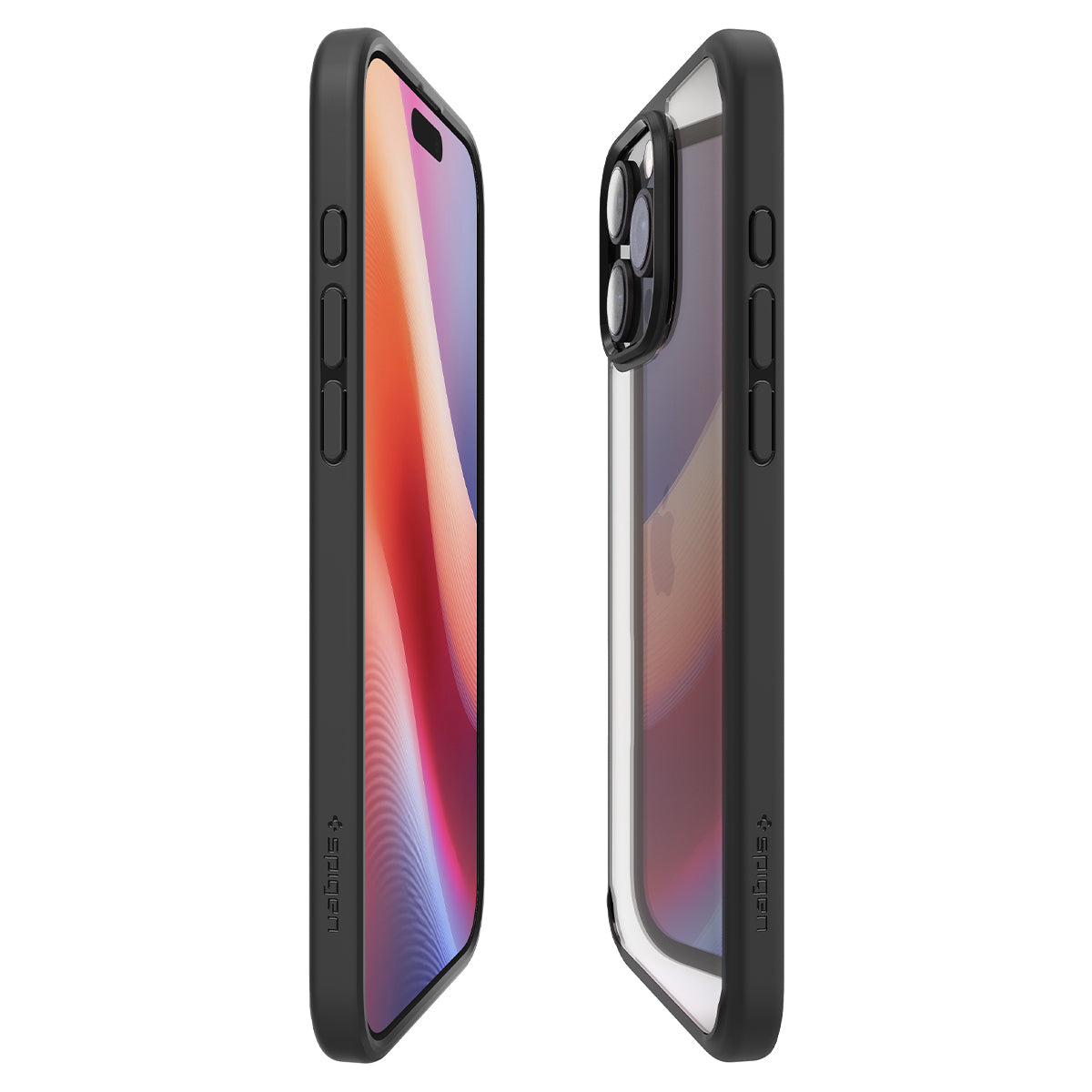 Handyhülle für iPhone 16 Pro Max, Spigen Crystal Hybrid, Transparent-Schwarz