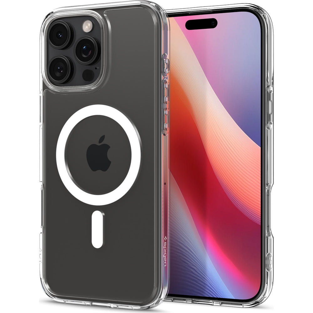 Handyhülle für iPhone 16 Pro Max, Spigen Crystal Hybrid Mag mit MagSafe, Transparent-Weiß