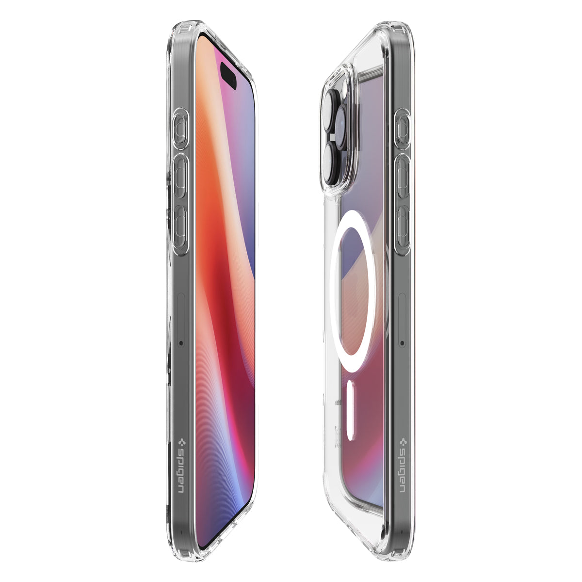 Handyhülle für iPhone 16 Pro, Spigen Crystal Hybrid Mag mit MagSafe, Transparent-Weiß