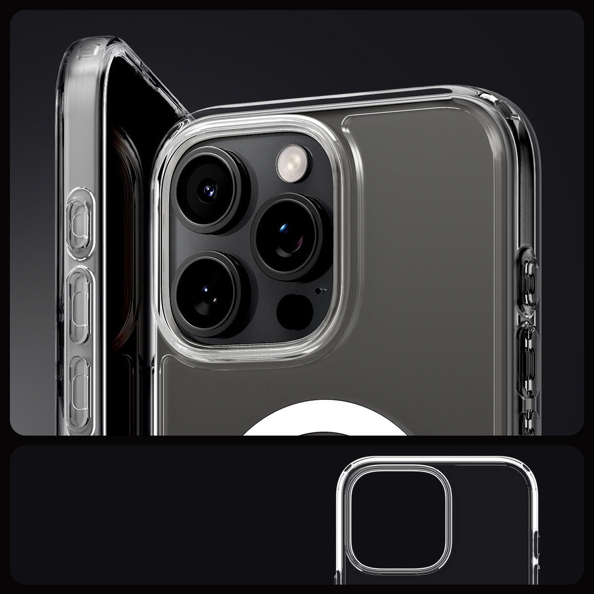 Handyhülle für iPhone 16 Pro, Spigen Crystal Hybrid Mag mit MagSafe, Transparent-Weiß