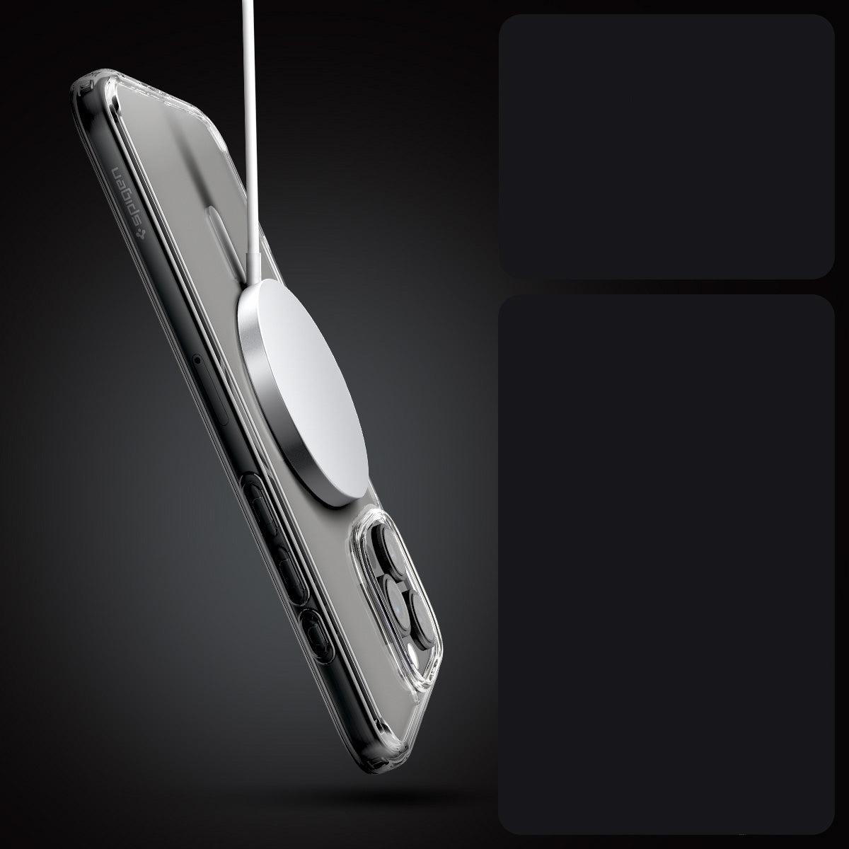 Handyhülle für iPhone 16 Pro, Spigen Crystal Hybrid Mag mit MagSafe, Transparent-Weiß
