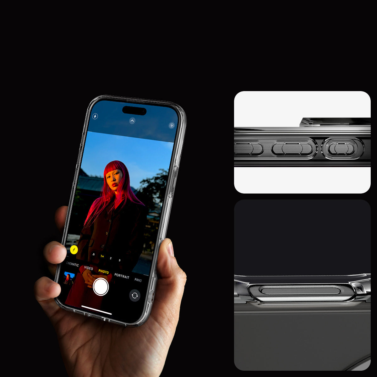 Handyhülle für iPhone 16 Pro, Spigen Crystal Hybrid Mag mit MagSafe, Transparent-Weiß