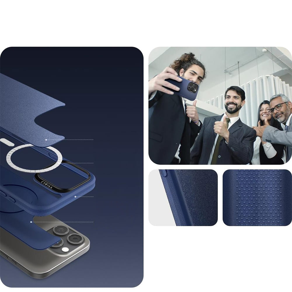 Handyhülle für iPhone 16 Pro Max, Spigen Cyrill Kajuk Mag mit MagSafe, Dunkelblau