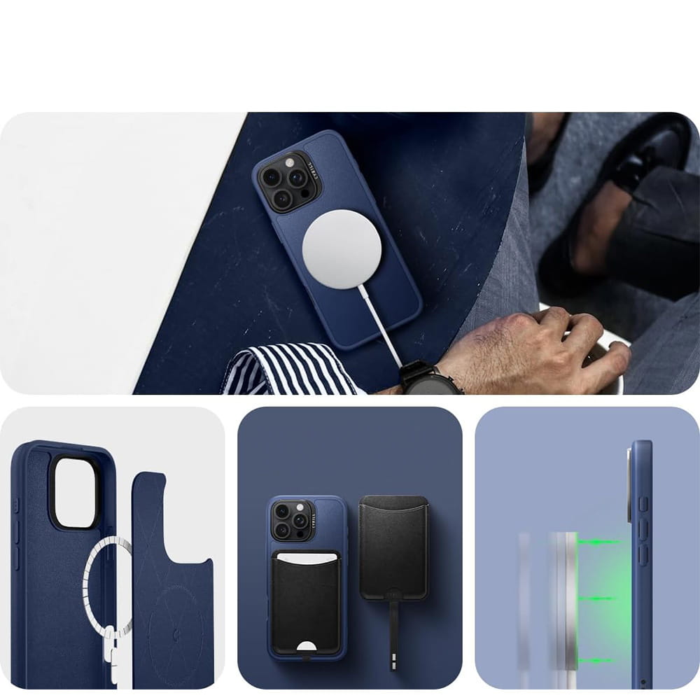 Handyhülle für iPhone 16 Pro Max, Spigen Cyrill Kajuk Mag mit MagSafe, Dunkelblau