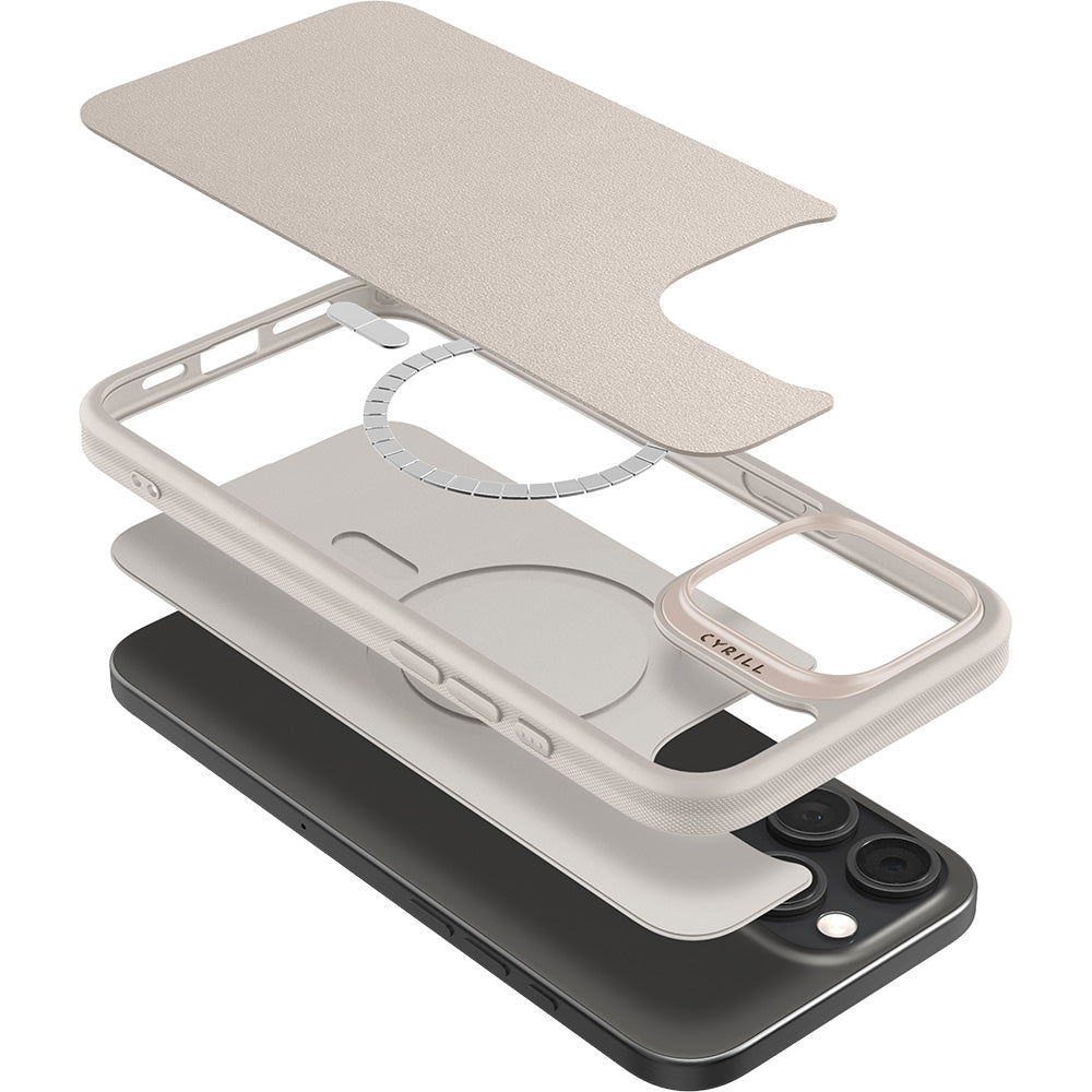 Handyhülle für iPhone 16 Pro, Spigen Cyrill Kajuk Mag mit MagSafe, Beige