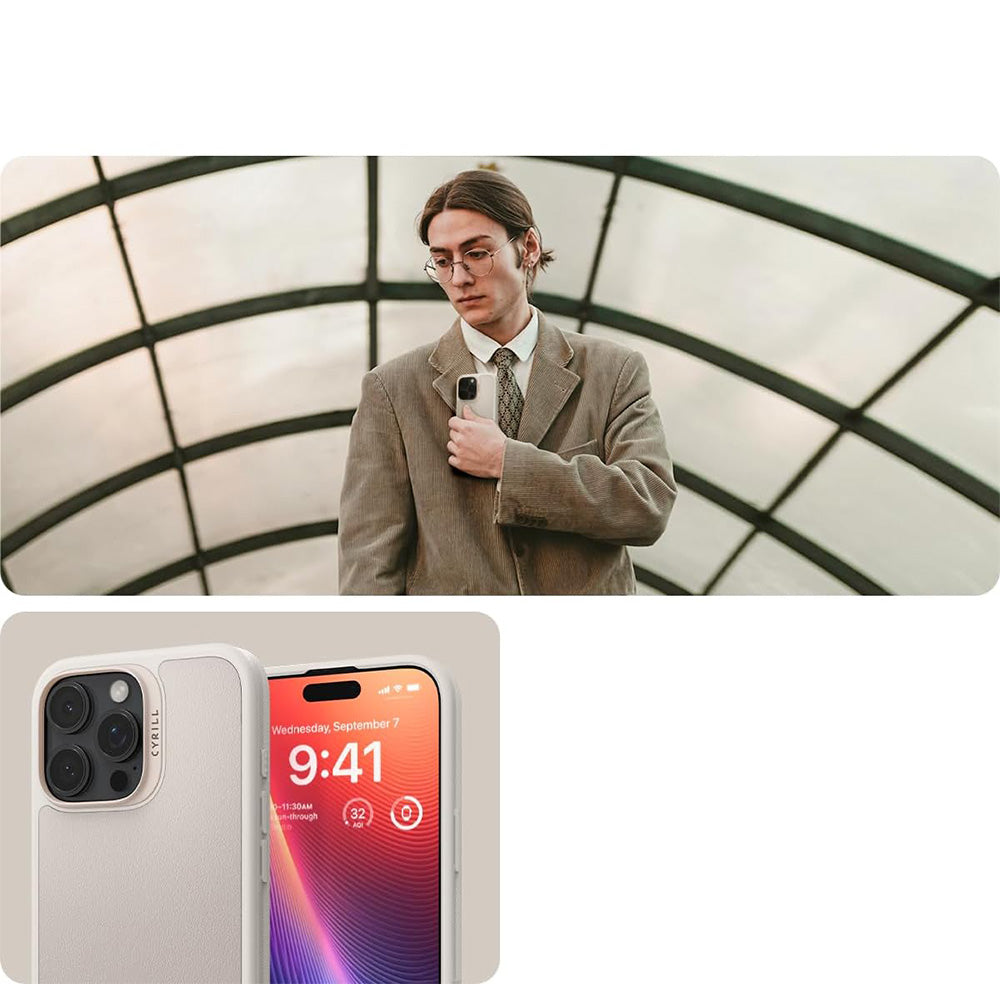 Handyhülle für iPhone 16 Pro, Spigen Cyrill Kajuk Mag mit MagSafe, Beige