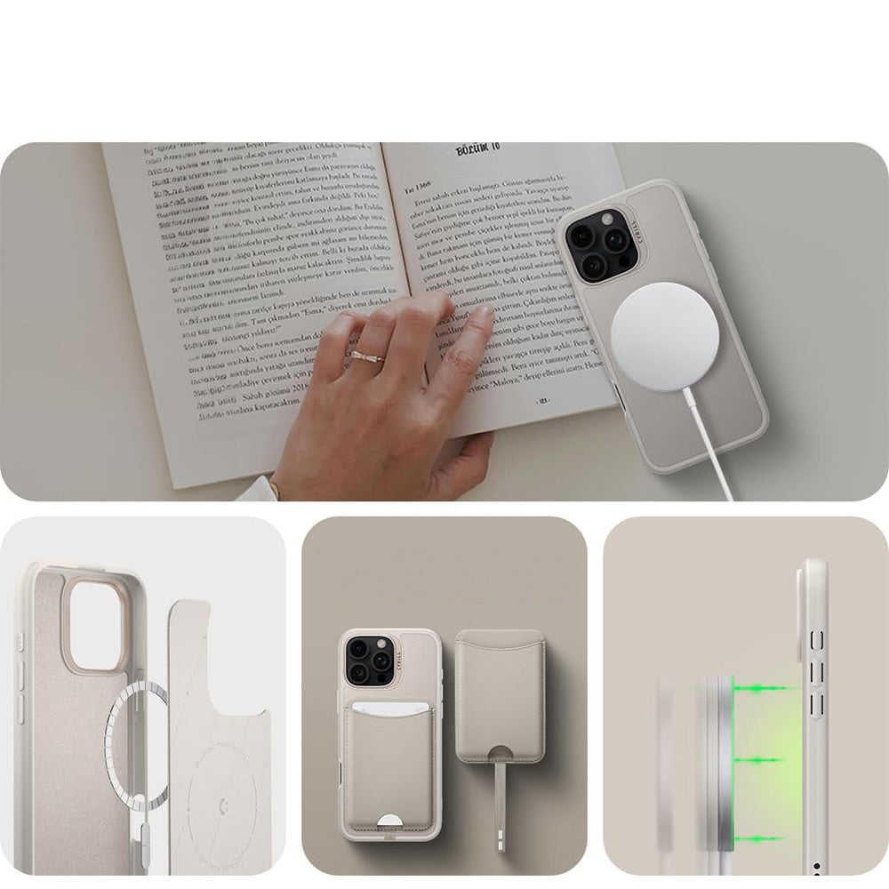 Handyhülle für iPhone 16 Pro, Spigen Cyrill Kajuk Mag mit MagSafe, Beige