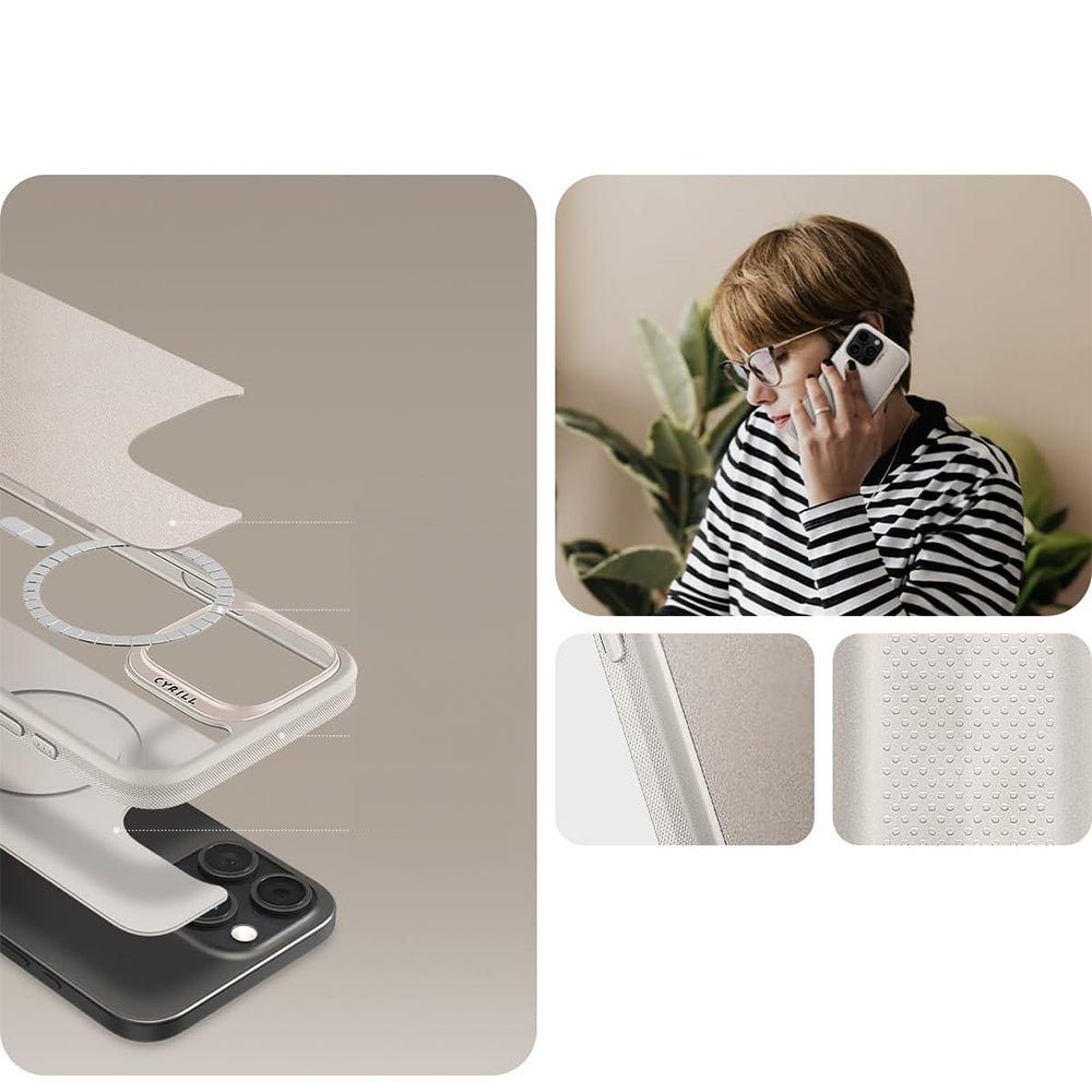Handyhülle für iPhone 16 Pro, Spigen Cyrill Kajuk Mag mit MagSafe, Beige