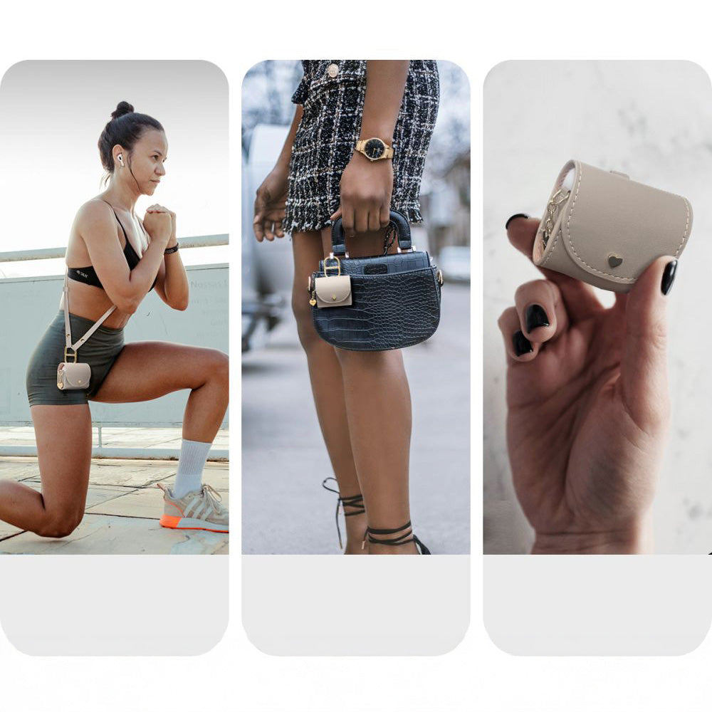 Schutzhülle mit Umhängeband für AirPods 5 / 4, Spigen Cyrill Mini Bag, Beige