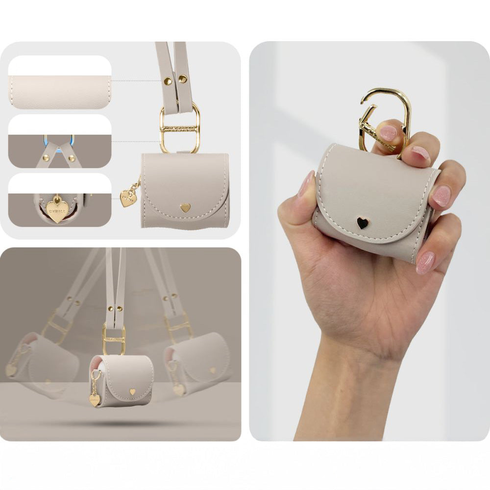 Schutzhülle mit Umhängeband für AirPods 5 / 4, Spigen Cyrill Mini Bag, Beige