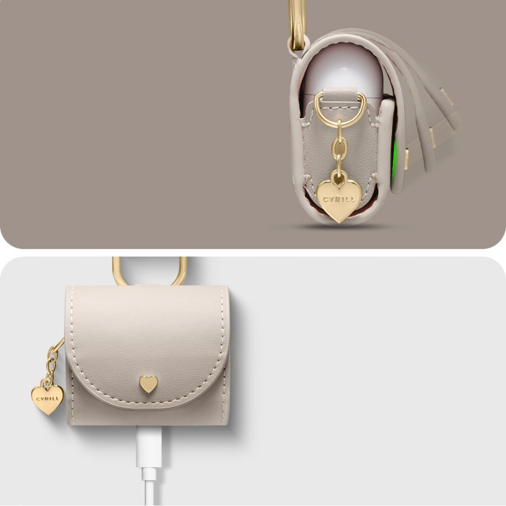 Schutzhülle mit Umhängeband für AirPods 5 / 4, Spigen Cyrill Mini Bag, Beige