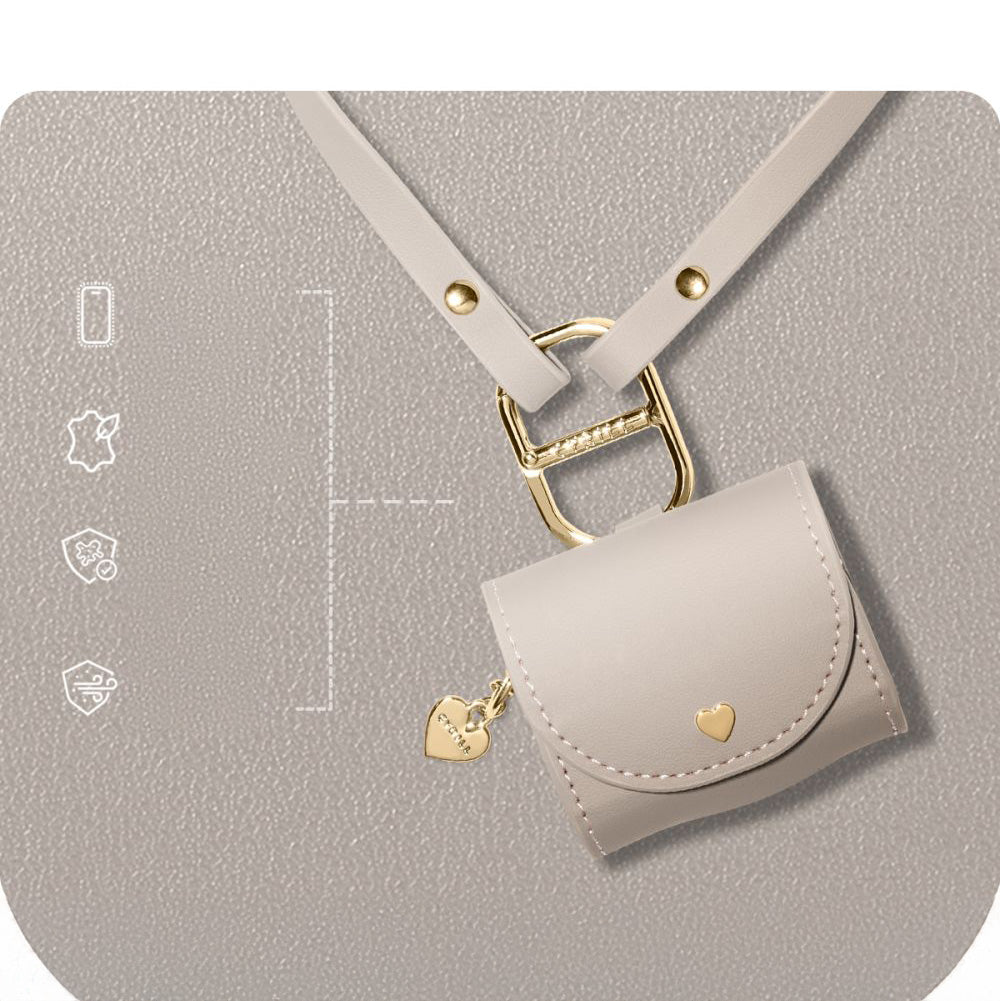 Schutzhülle mit Umhängeband für AirPods 5 / 4, Spigen Cyrill Mini Bag, Beige