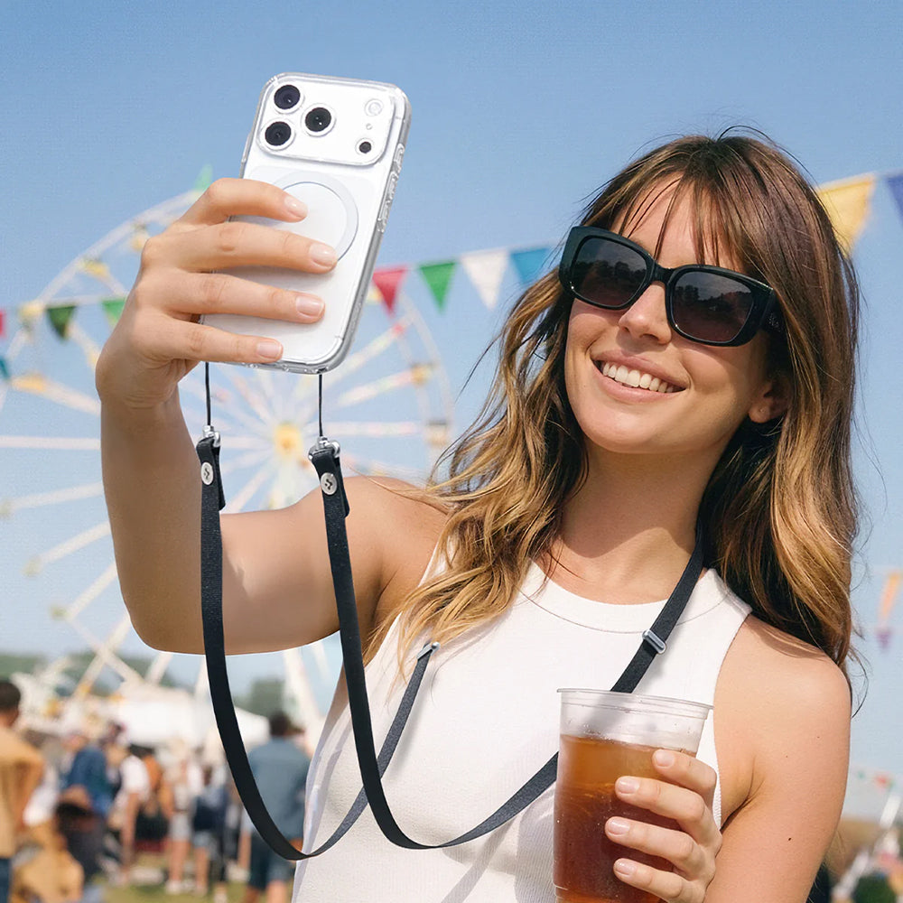 Umhängeband für Smartphone und Kamera, Spigen Lanyard Strap DA30L, Schwarz