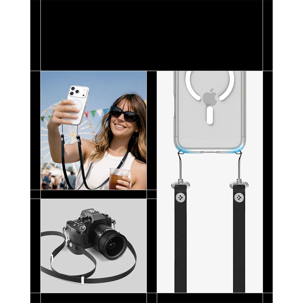 Umhängeband für Smartphone und Kamera, Spigen Lanyard Strap DA30L, Schwarz