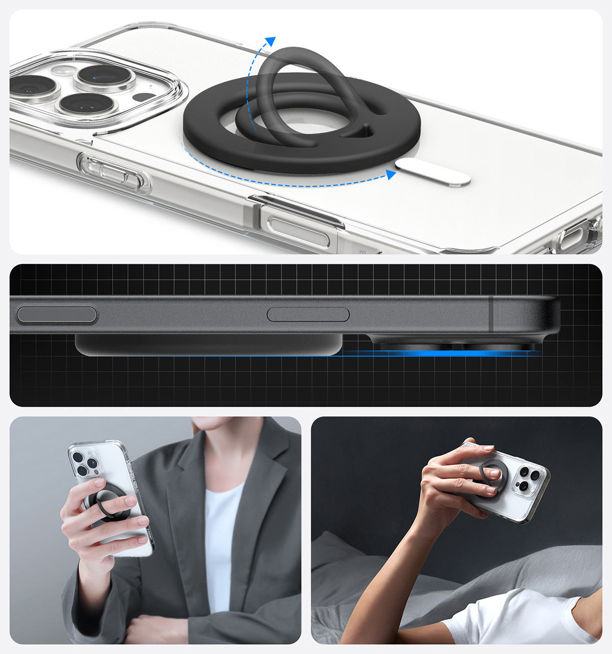 Magnetischer Fingerhalter für MagSafe, Spigen Dual Pop MagFit Holder, Schwarz