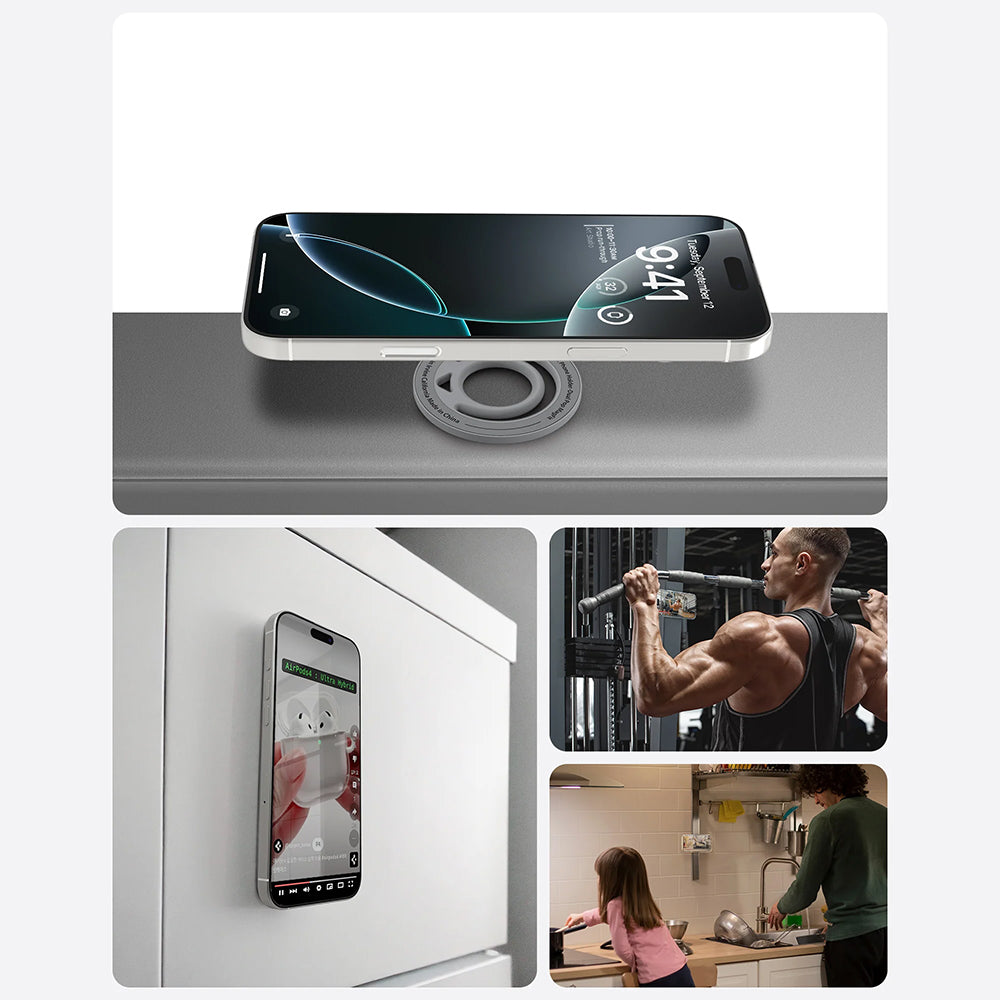 Magnetischer Fingerhalter für MagSafe, Spigen Dual Pop MagFit Holder, Dunkelgrau