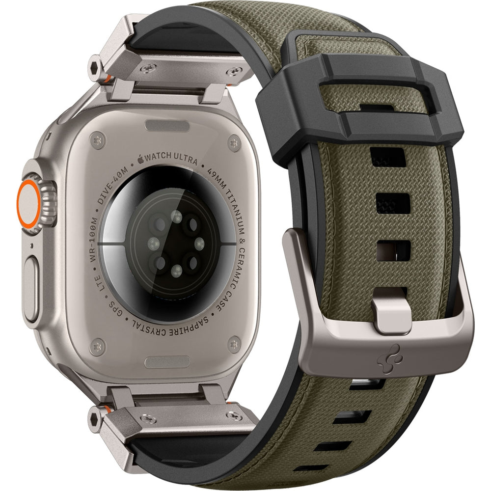 Armband für Apple Watch, Spigen DuraPro Armor, Grün, TPU-Nylon, Metallverbindungen, 49/46/45/44 mm, robustes Design