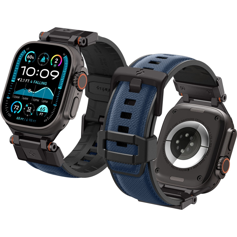 Spigen DuraPro Armor blaues Armband für Apple Watch Modelle 49/46/45/44 mm aus TPU und Nylon, stilvoll und robust.