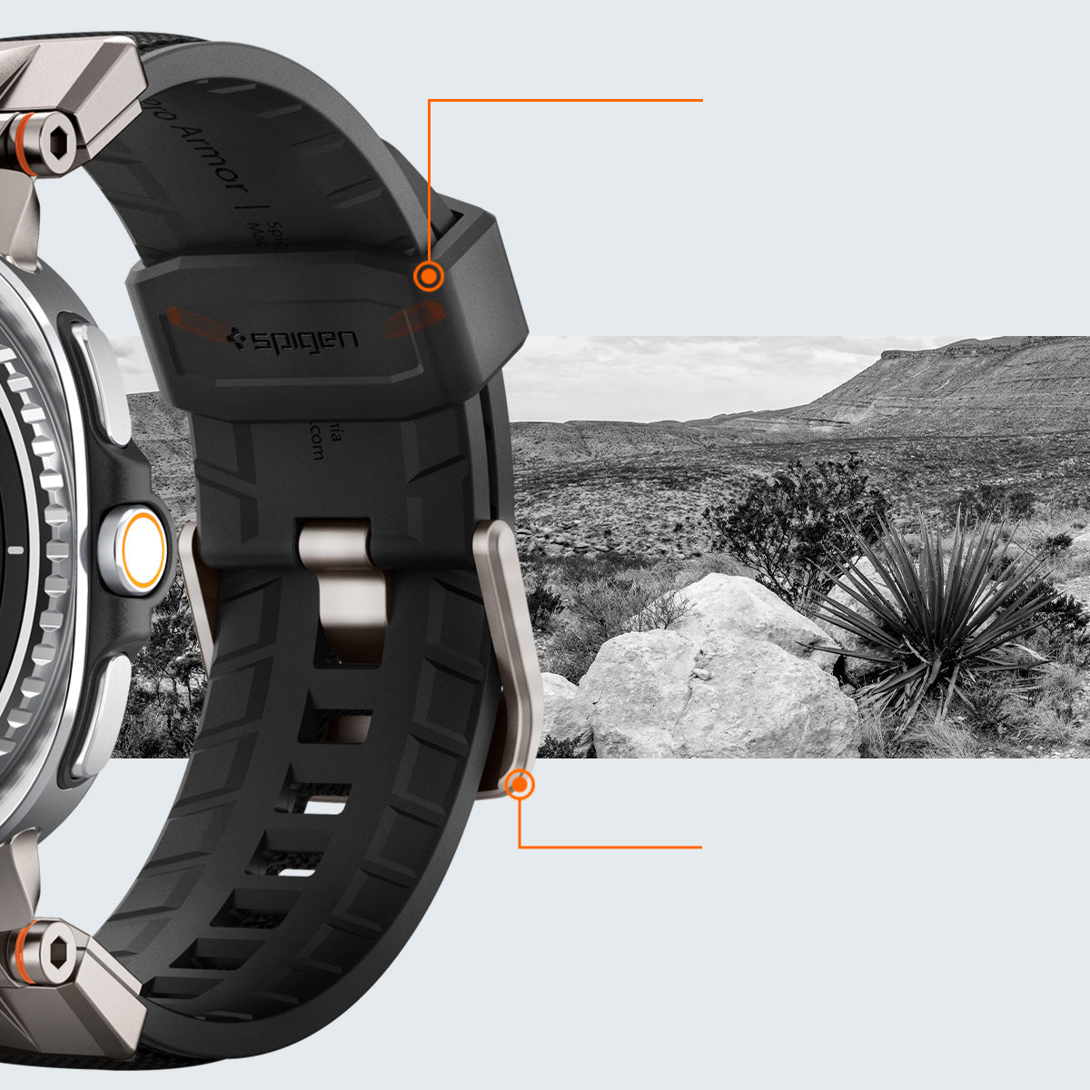 Armband für Galaxy Watch 8 / Classic, Spigen DuraPro Armor, Schwarz