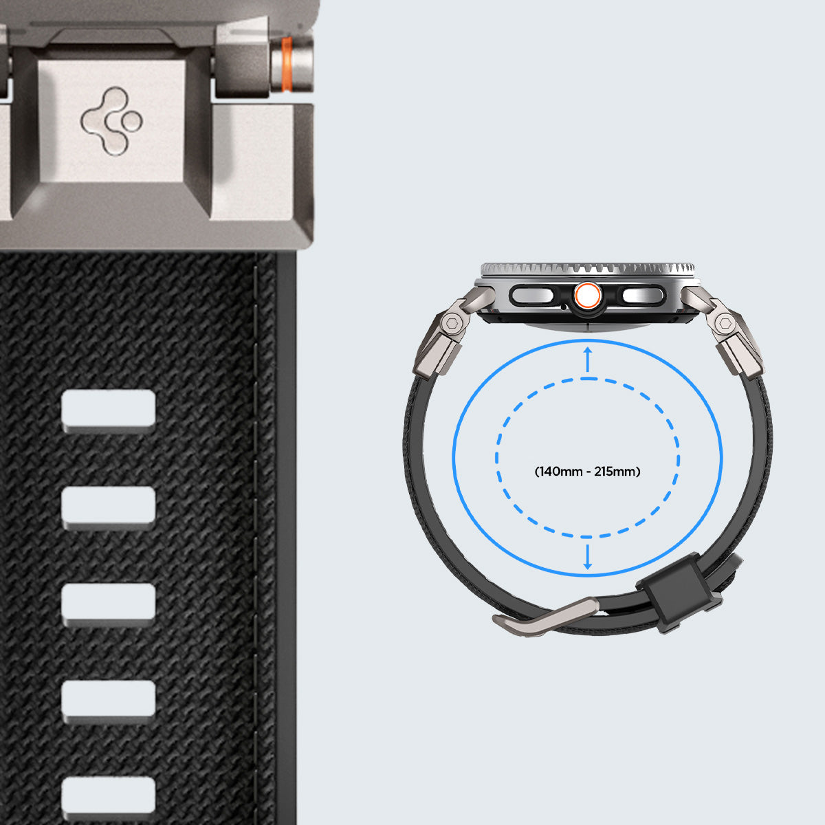 Armband für Galaxy Watch 8 / Classic, Spigen DuraPro Armor, Schwarz