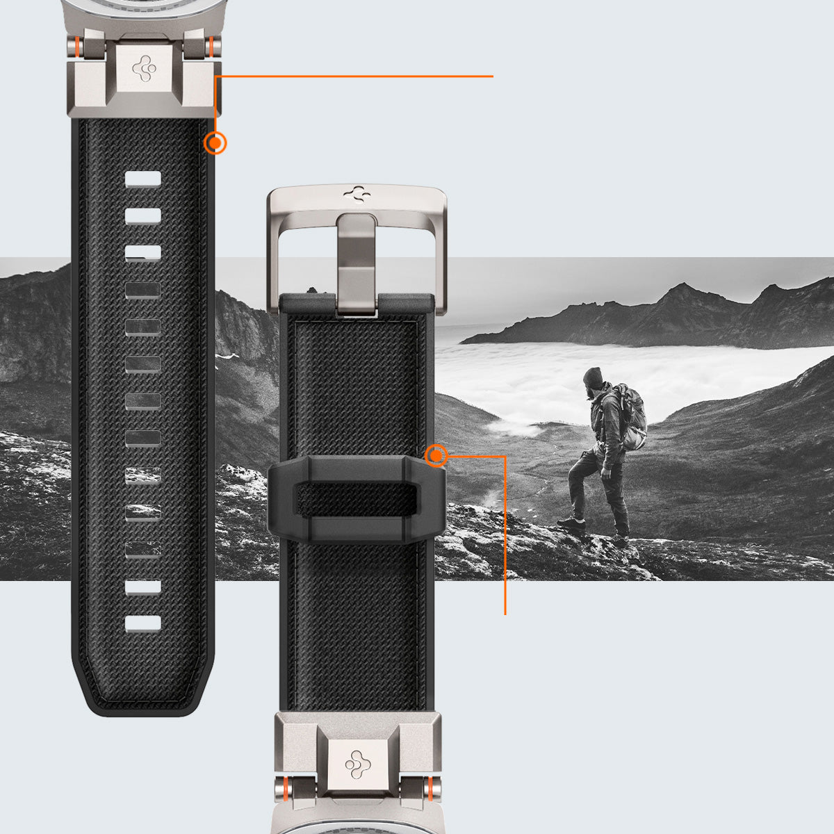 Armband für Galaxy Watch 8 / Classic, Spigen DuraPro Armor, Schwarz
