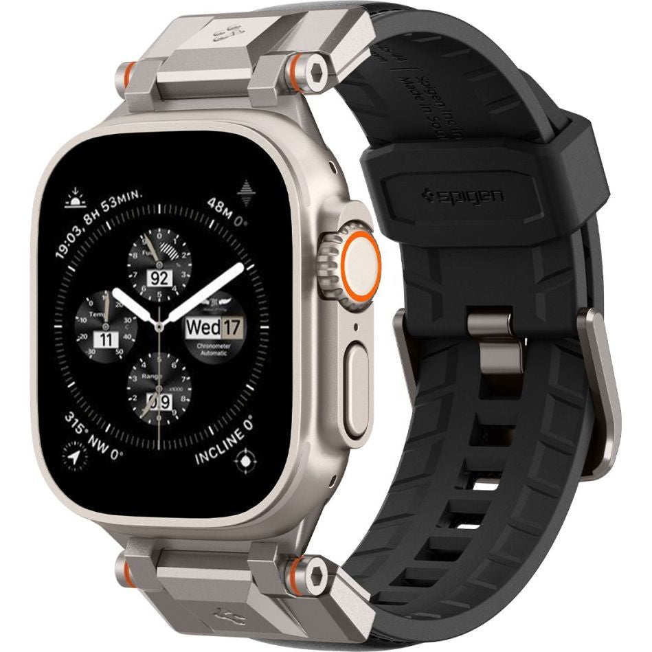 Armband für Apple Watch 49/45/44/42 mm, Spigen DuraPro Armor PU, Schwarz