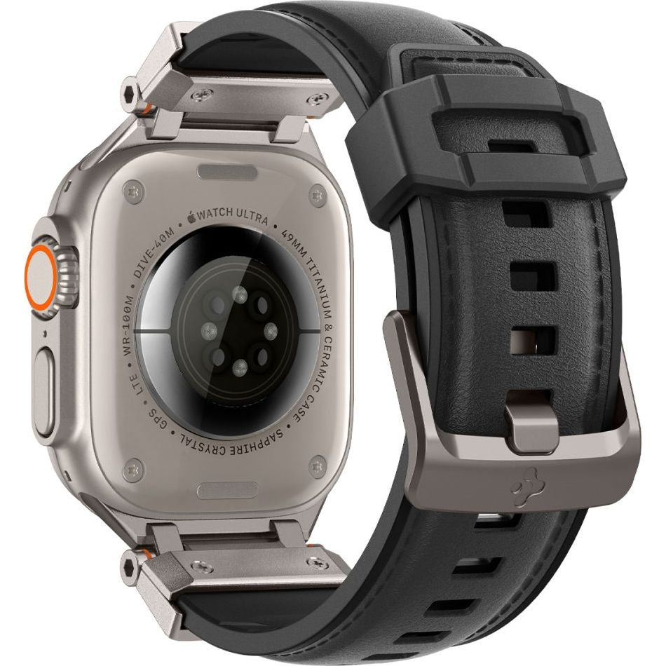Armband für Apple Watch 49/46/45/44 mm, Spigen DuraPro Armor PU, Schwarz
