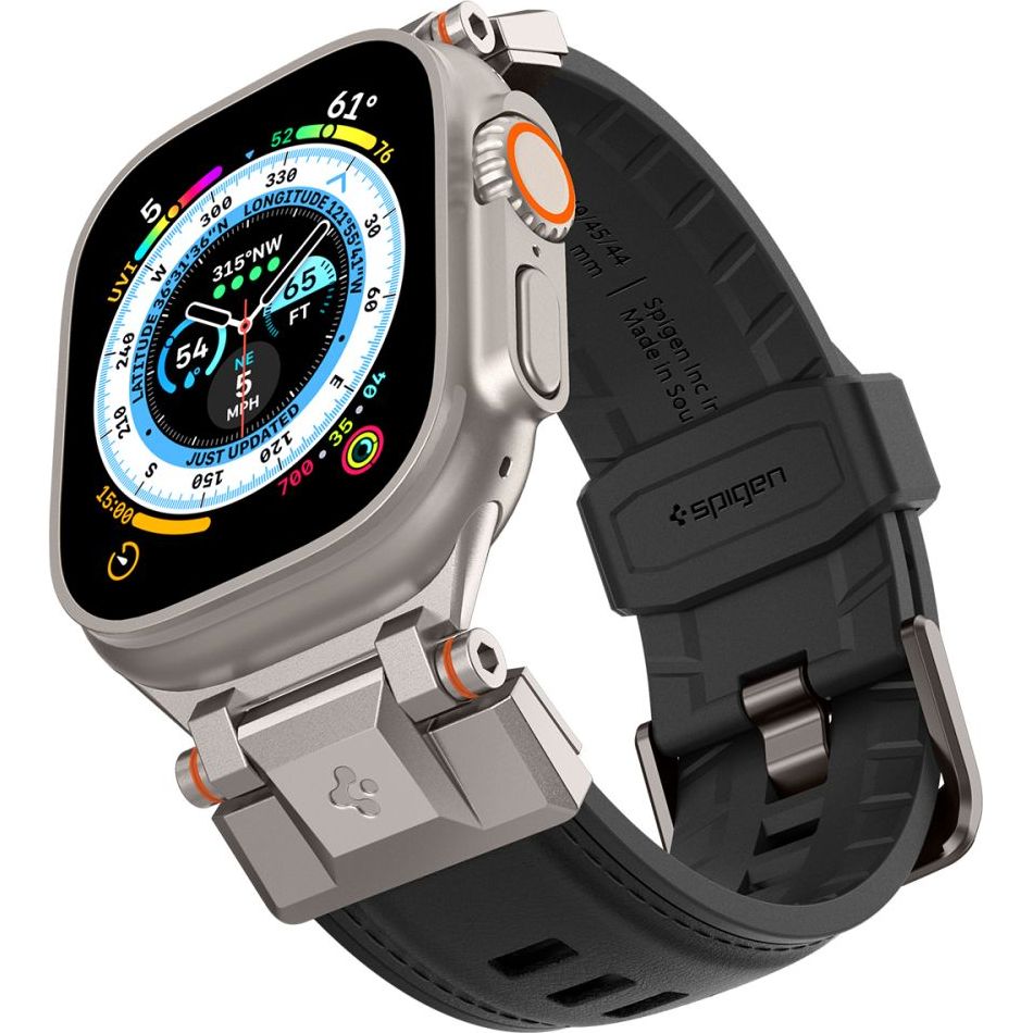 Armband für Apple Watch 49/46/45/44 mm, Spigen DuraPro Armor PU, Schwarz