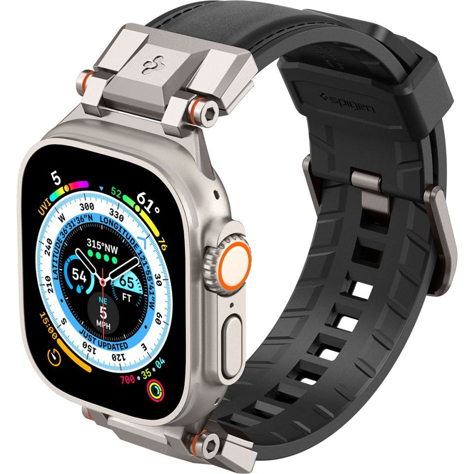 Armband für Apple Watch 49/46/45/44 mm, Spigen DuraPro Armor PU, Schwarz