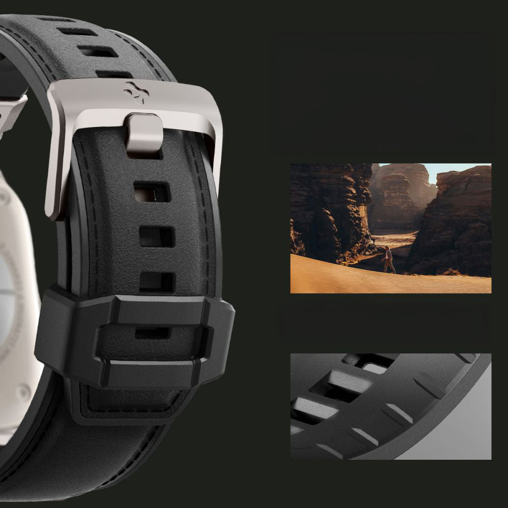 Armband für Apple Watch 49/46/45/44 mm, Spigen DuraPro Armor PU, Schwarz