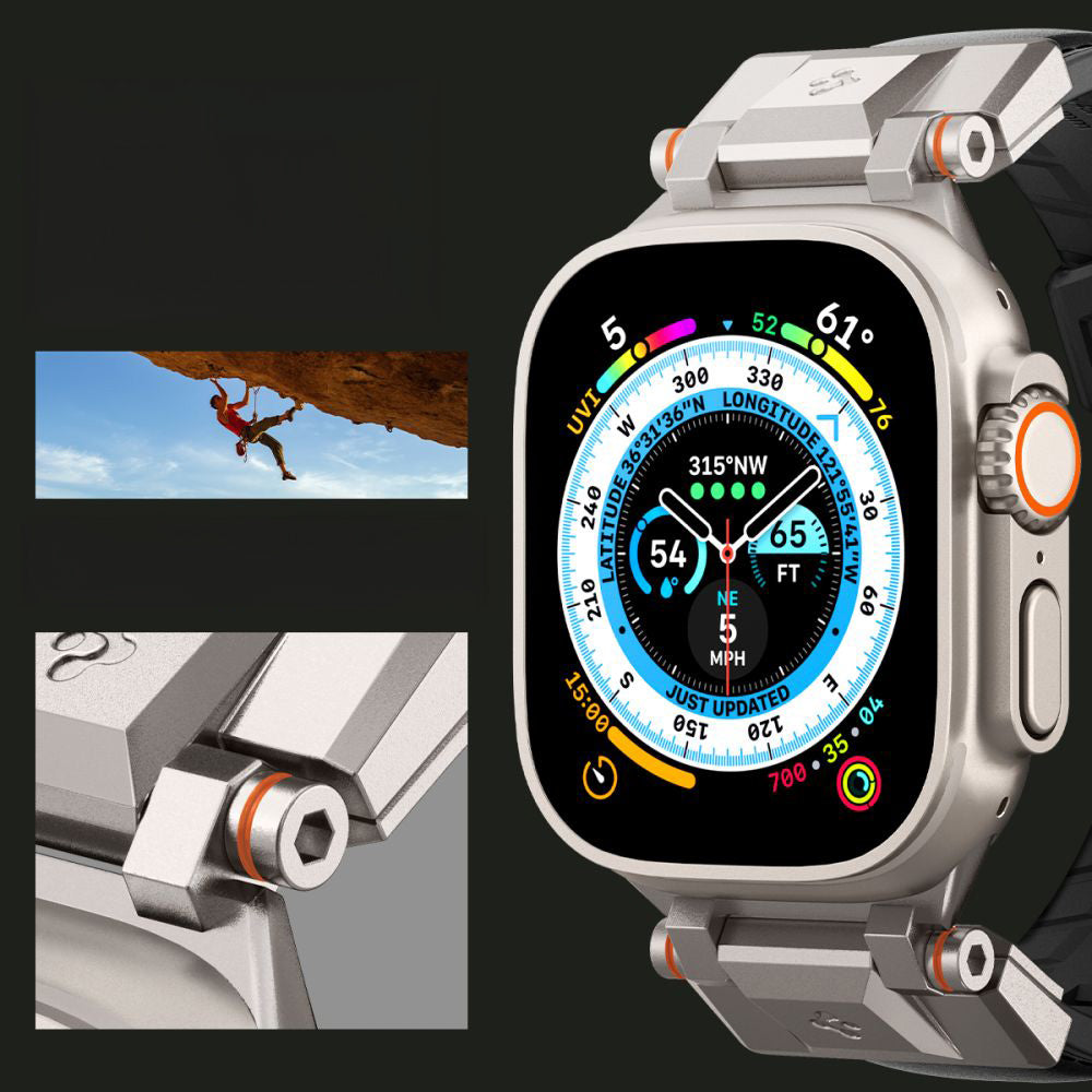 Armband für Apple Watch 49/46/45/44 mm, Spigen DuraPro Armor PU, Schwarz