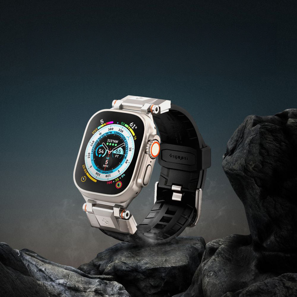 Armband für Apple Watch 49/46/45/44 mm, Spigen DuraPro Armor PU, Schwarz