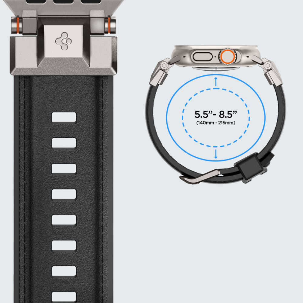 Armband für Apple Watch 49/46/45/44 mm, Spigen DuraPro Armor PU, Schwarz