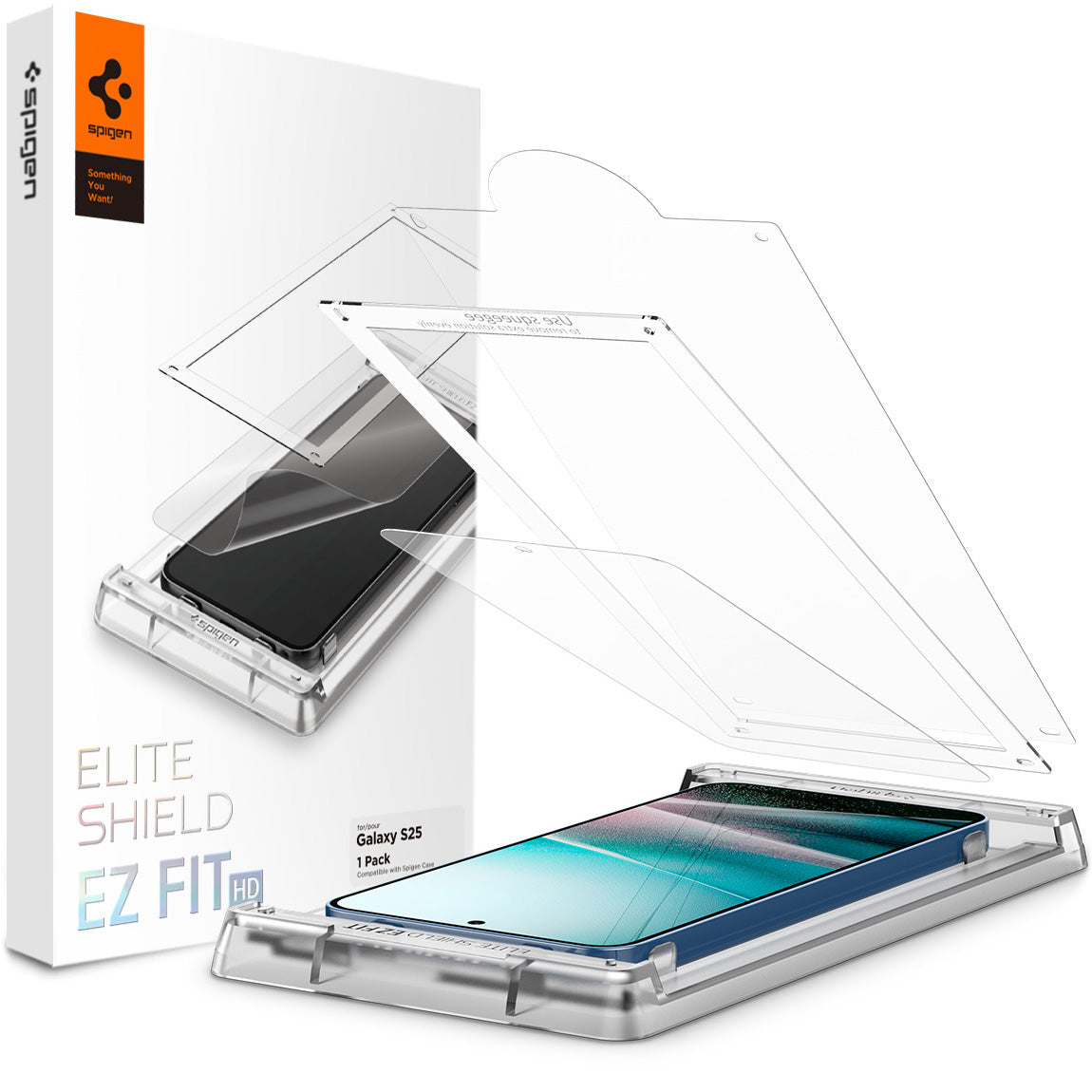 Bildschirmfolie + Applikator für Galaxy S25, Spigen Elite Shield EZ Fit 1-Pack