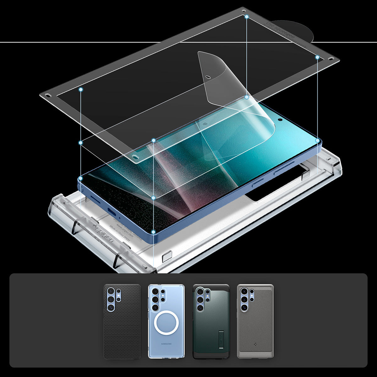 Bildschirmfolie + Applikator für Galaxy S25 Ultra, Spigen Elite Shield EZ Fit 1-Pack